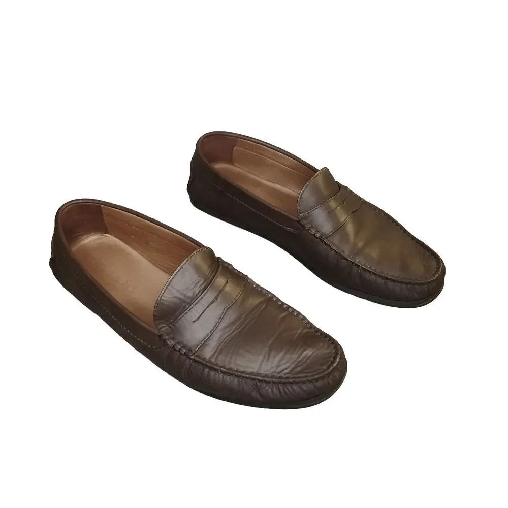 M. Gemi Loafers Men's Size 43.5 The Pastoso Uomo Brown Leather Slip On Slippers